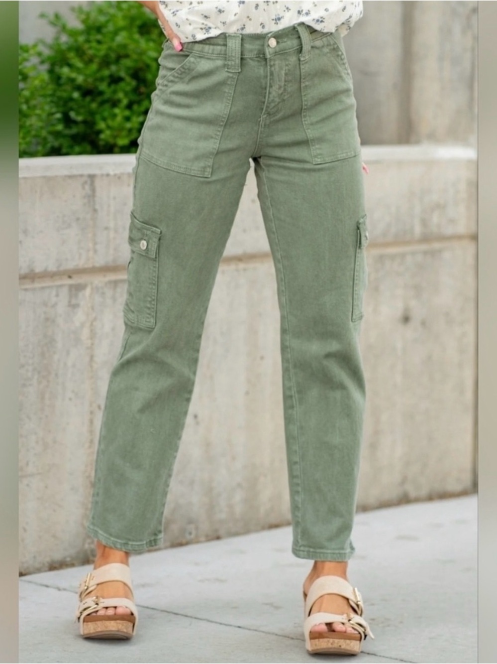 NWOT Vervet  Pants Dixie High Rise Straight Leg Cargo Stretch Indie Clean Girl 2 - Picture 6 of 12